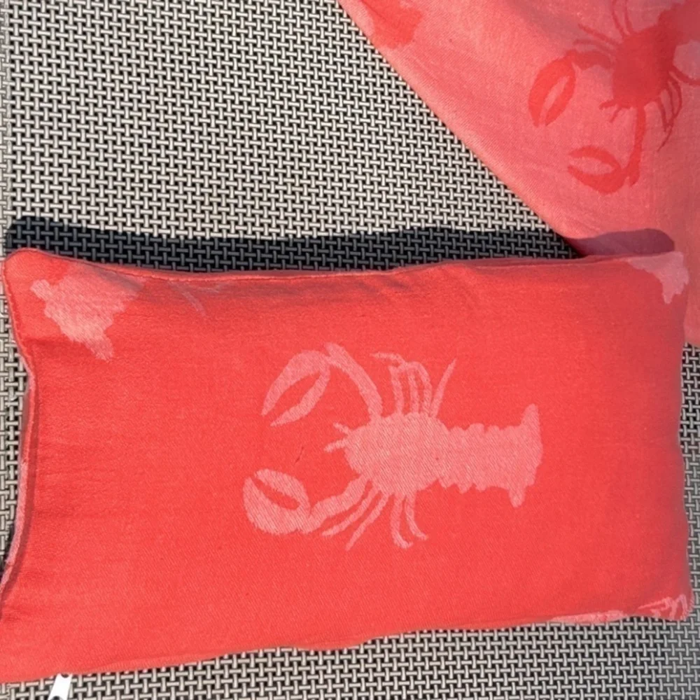 Lobster Lumbar Nap Pillow 8x16 Full Zipper Organic Cotton Handcrafted UPwork NEW